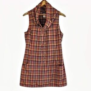 Patagonia Fortuity Sleeveless Plaid Cowl Neck Tunic Dress 10